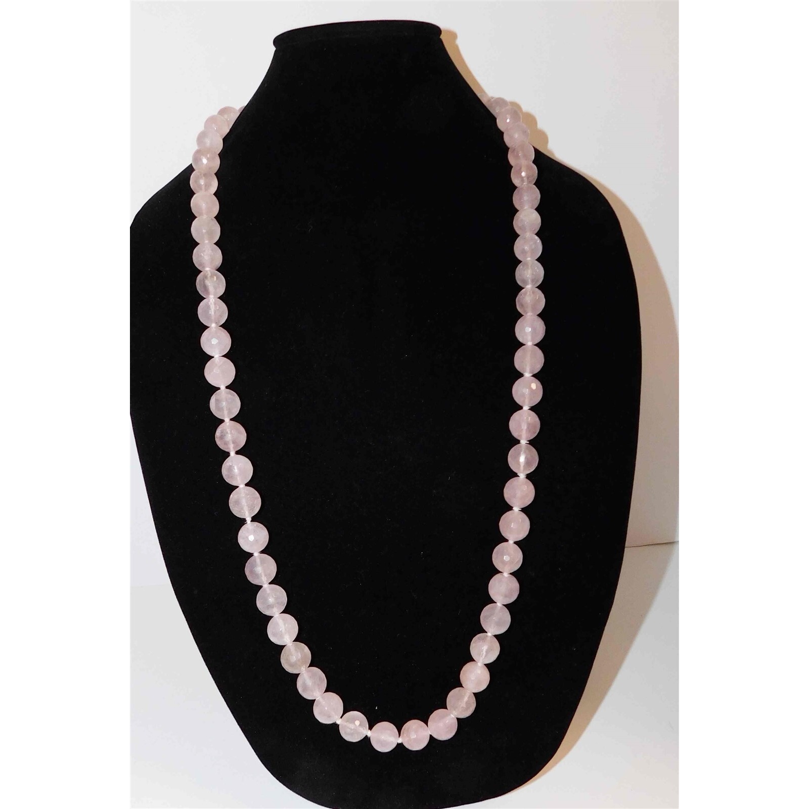 Rose Pink Quartz Beaded Necklace 35 Inch 230 Grams